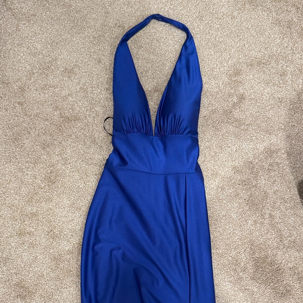 Elegant Blue Halter Prom Dress